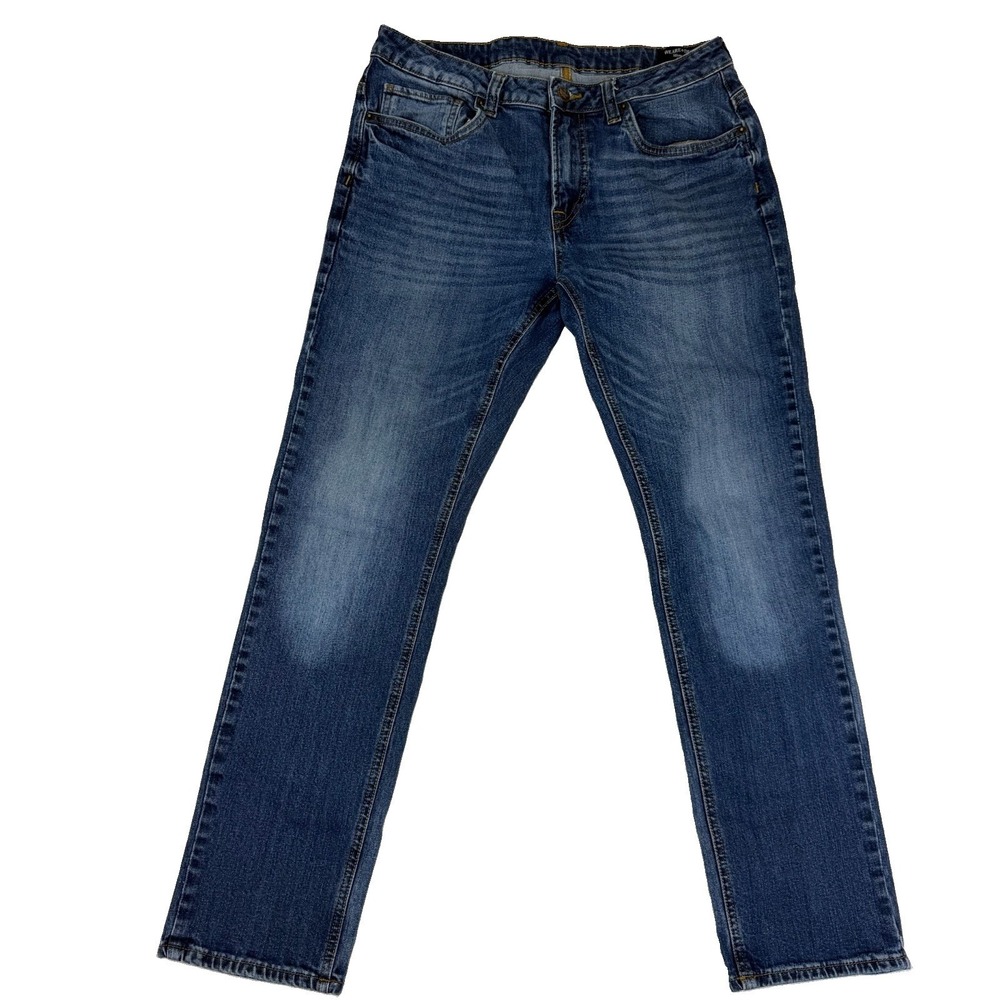 Buffalo David Bitton Slim Ash Men's Jeans Sz 33x32 (31) Blue Med Wash Whiskering
